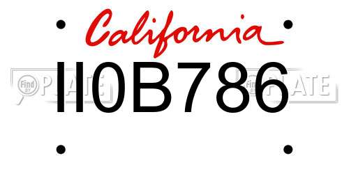 II0B786 California License Plate