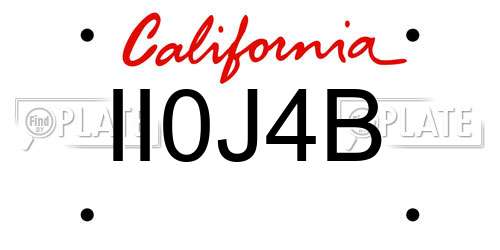 II0J4B California License Plate