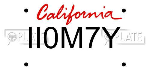 II0M7Y California License Plate
