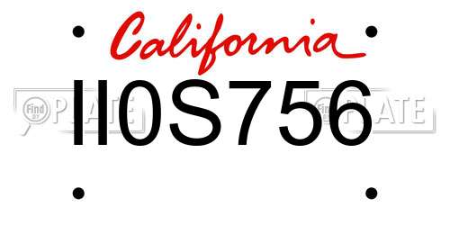 II0S756 California License Plate