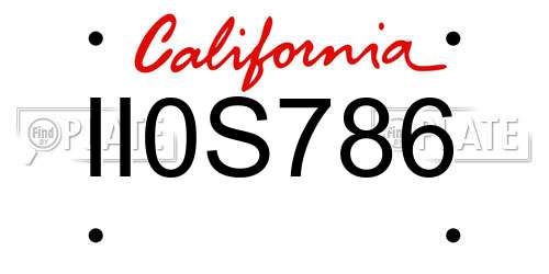II0S786 California License Plate