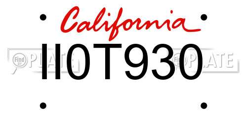 II0T930 California License Plate