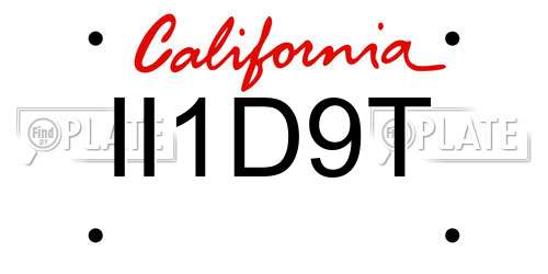 II1D9T California License Plate