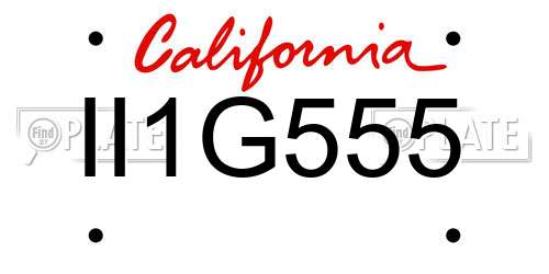 II1G555 California License Plate
