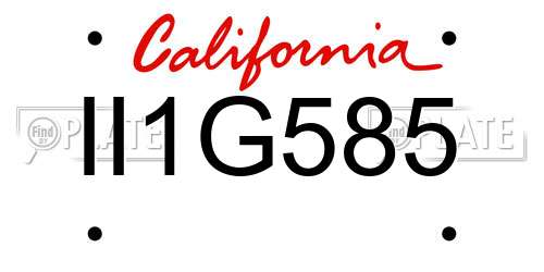 II1G585 California License Plate