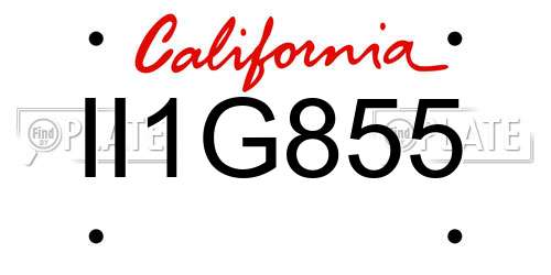 II1G855 California License Plate