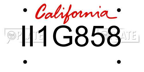 II1G858 California License Plate
