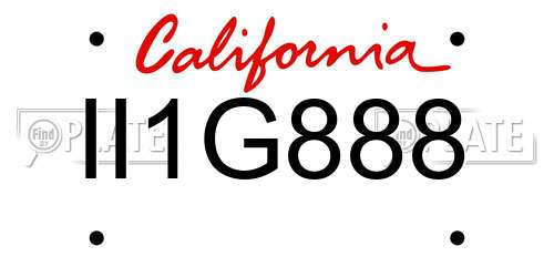 II1G888 California License Plate