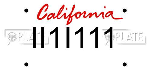 II1I111 California License Plate