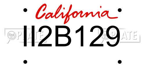II2B129 California License Plate