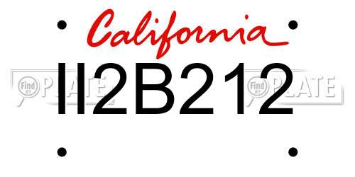II2B212 California License Plate