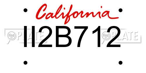 II2B712 California License Plate