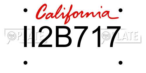 II2B717 California License Plate