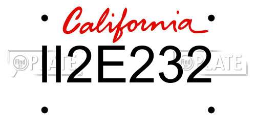 II2E232 California License Plate