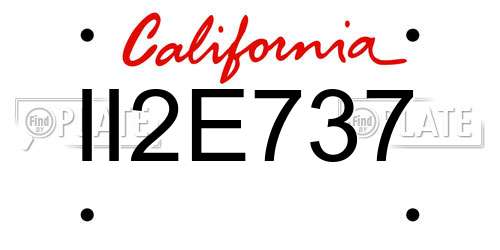 II2E737 California License Plate