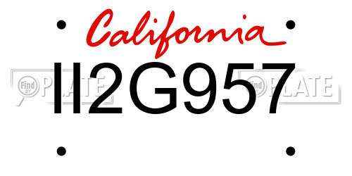 II2G957 California License Plate