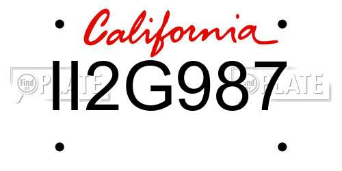 II2G987 California License Plate
