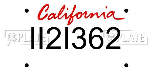 II2I362 California License Plate