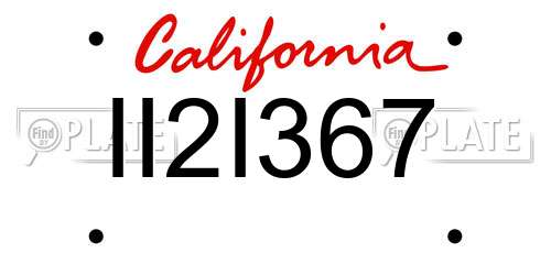 II2I367 California License Plate