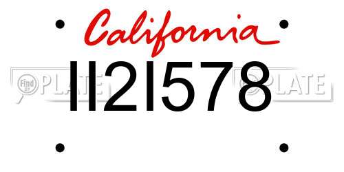 II2I578 California License Plate