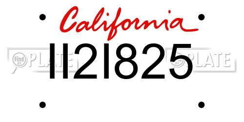 II2I825 California License Plate