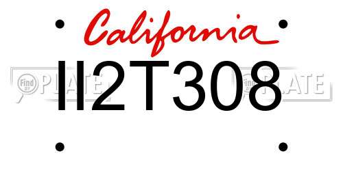 II2T308 California License Plate