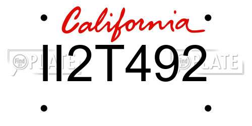 II2T492 California License Plate