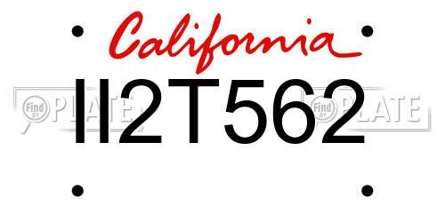 II2T562 California License Plate