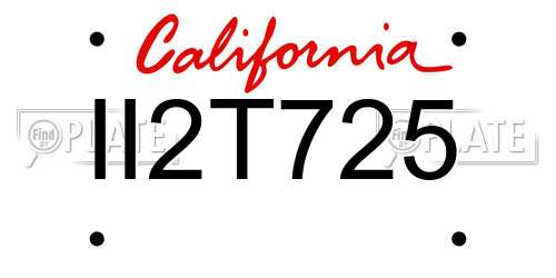 II2T725 California License Plate