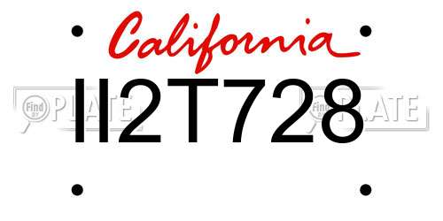 II2T728 California License Plate