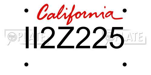 II2Z225 California License Plate
