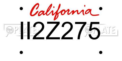 II2Z275 California License Plate