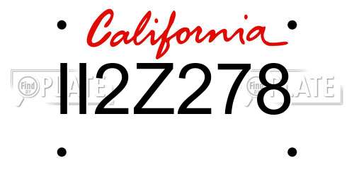 II2Z278 California License Plate