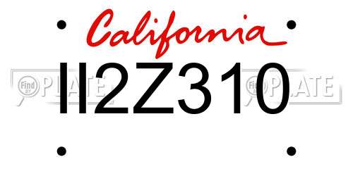 II2Z310 California License Plate