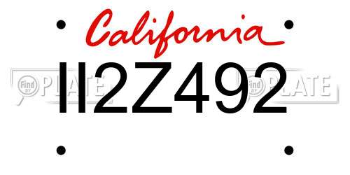 II2Z492 California License Plate