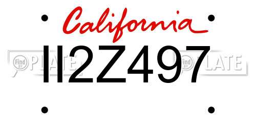 II2Z497 California License Plate