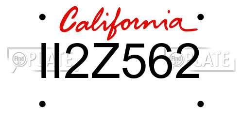 II2Z562 California License Plate
