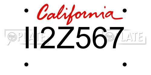 II2Z567 California License Plate