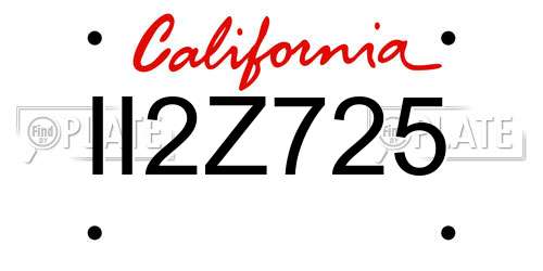 II2Z725 California License Plate