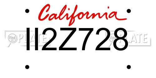II2Z728 California License Plate