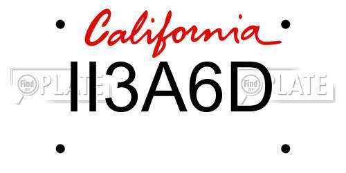 II3A6D California License Plate