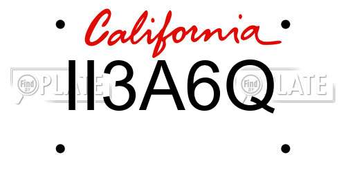 II3A6Q California License Plate