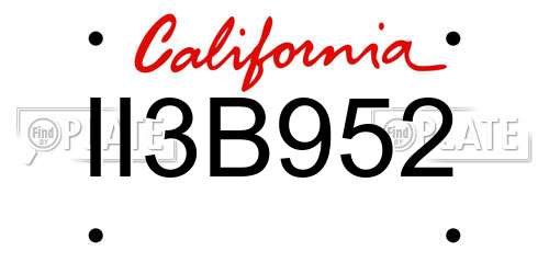 II3B952 California License Plate