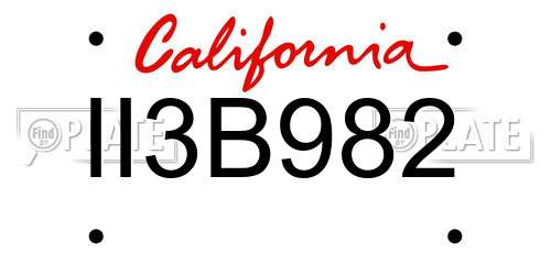 II3B982 California License Plate