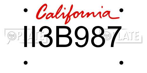 II3B987 California License Plate