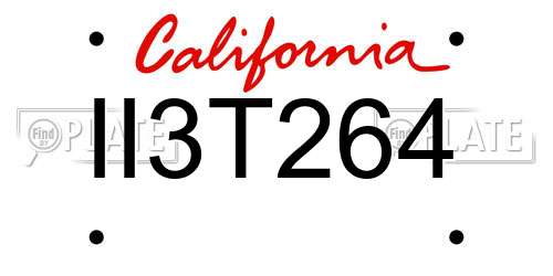 II3T264 California License Plate