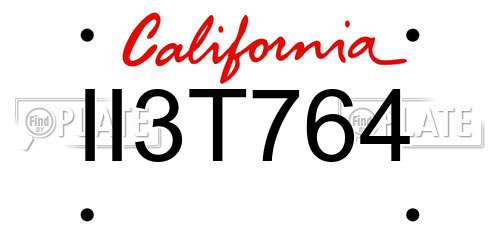 II3T764 California License Plate