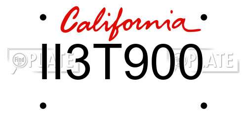 II3T900 California License Plate
