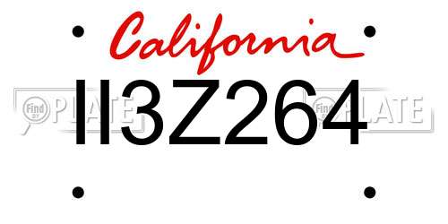 II3Z264 California License Plate