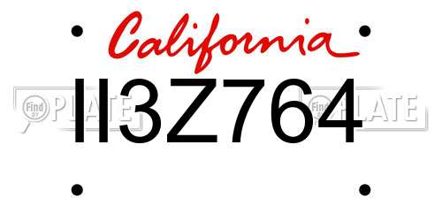 II3Z764 California License Plate